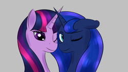 Size: 2000x1125 | Tagged: safe, artist:renarde-louve, princess luna, twilight sparkle, alicorn, pony, female, lesbian, shipping, twiluna