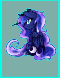 Size: 786x1017 | Tagged: safe, artist:sakuwolf666, princess luna, alicorn, pony, cute, female, mare, outline, simple background, sitting, solo, sticker