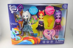 Size: 750x500 | Tagged: safe, fluttershy, princess cadance, rainbow dash, rarity, twilight sparkle, equestria girls, beautiful lovely, bootleg, doll, logo, my lovely pony, my sweet girl, toy