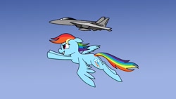 Size: 1920x1080 | Tagged: safe, rainbow dash, pegasus, pony, /mlp/, 4chan, aircraft, f-15 eagle, flying, jet, jet fighter, plane, solo