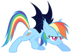 Size: 5000x3714 | Tagged: safe, artist:zee66, rainbow dash, bat pony, pony, bat ponified, race swap, rainbowbat, simple background, slit eyes, solo, transparent background, vector