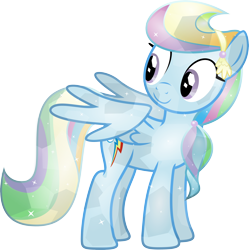 Size: 5486x5500 | Tagged: safe, artist:theshadowstone, rainbow dash, crystal pony, pegasus, pony, .svg available, absurd resolution, alternate hairstyle, crystallized, simple background, solo, transparent background, vector, wings