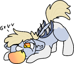 Size: 450x391 | Tagged: safe, artist:nootaz, oc, oc only, oc:nootaz, bat pony, bat noot, bat ponified, commission, female, food, mango, mare, race swap, simple background, solo, transparent background