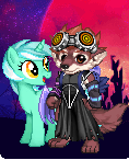 Size: 118x146 | Tagged: safe, lyra heartstrings, princess luna, alicorn, pony, wolf, backpack, claw, gaia online, goggles, hakama, old profile picture, profile picture