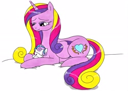 Size: 3493x2484 | Tagged: safe, artist:killerteddybear94, princess cadance, princess flurry heart, alicorn, pony, cute, cutedance, cutie mark, female, flurrybetes, foal, mama cadence, mare, mother and child, mother and daughter, parent and child, sleeping, traditional art