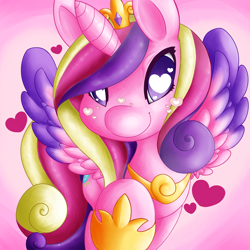 Size: 2000x2000 | Tagged: safe, artist:darkmagician1212, artist:iliekbuttz, princess cadance, alicorn, pony, floating heart, heart, heart eyes, princess, solo, wingding eyes