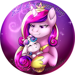 Size: 1254x1253 | Tagged: safe, artist:erroremma, princess cadance, princess flurry heart, alicorn, pony, baby, baby pony, cute, cutedance, female, filly, flurrybetes, foal, mare, mother and child, mother and daughter, parent and child, princess, smiling