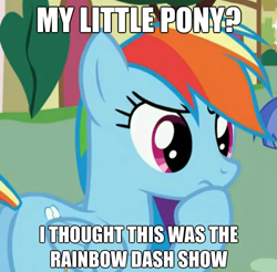 Size: 625x616 | Tagged: safe, rainbow dash, pegasus, pony, image macro, my little pony, solo, the rainbow dash show