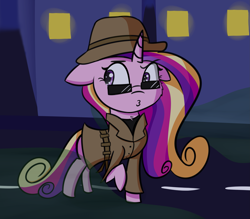 Size: 2755x2412 | Tagged: safe, artist:artiks, princess cadance, alicorn, pony, cheek fluff, clothes, cute, cutedance, detective, female, floppy ears, hat, mare, pouting, solo, sunglasses