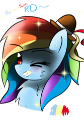 Size: 1800x2700 | Tagged: safe, artist:golden-fly, derpibooru import, rainbow dash, pegasus, pony, hat, solo