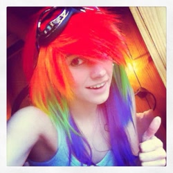 Size: 496x496 | Tagged: safe, artist:lazyaicosplay, rainbow dash, human, cosplay, instagram, irl, irl human, photo, solo