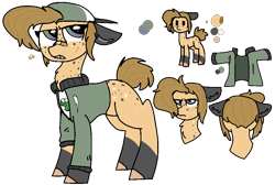 Size: 940x630 | Tagged: safe, artist:nootaz, oc, oc only, backwards ballcap, baseball cap, bully, cap, hat, reference sheet, simple background, solo, transparent background, unnamed oc