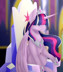 Size: 2411x2756 | Tagged: safe, artist:chrystal_company, twilight sparkle, twilight sparkle (alicorn), alicorn, pony, female, friendship throne, hoof shoes, mare, peytral, sitting, solo