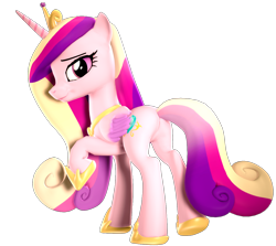 Size: 4088x3643 | Tagged: safe, artist:flushthebatsanta, princess cadance, alicorn, pony, 3d, female, jewelry, looking at you, looking back, looking back at you, mare, plot, raised leg, rear view, regalia, solo