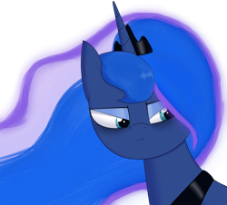 Size: 2052x1852 | Tagged: safe, artist:moonatik, princess luna, alicorn, pony, atg 2018, crown, female, jewelry, mare, newbie artist training grounds, regalia, scene interpretation, simple background, solo, tired, transparent background