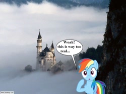 Size: 1024x768 | Tagged: safe, rainbow dash, castle, irl, photo, ponies in real life, solo