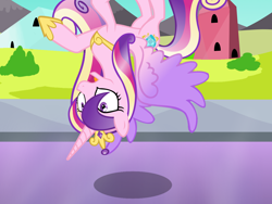 Size: 1200x900 | Tagged: safe, artist:evil-dec0y, princess cadance, alicorn, pony, comic:trixie vs., upside down