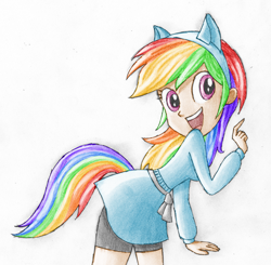 Size: 2056x2016 | Tagged: safe, artist:gravitythunder, rainbow dash, equestria girls, solo, traditional art