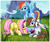 Size: 3207x2718 | Tagged: safe, artist:centchi, fluttershy, rainbow dash, oc, pegasus, pony, catbug, sewing