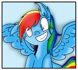 Size: 1024x913 | Tagged: safe, artist:talentlessash, rainbow dash, pegasus, pony, blue coat, female, mare, multicolored mane, simple background, solo, white background, wings