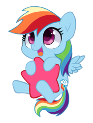 Size: 557x735 | Tagged: safe, artist:suikuzu, rainbow dash, pegasus, pony, chibi, cute, dashabetes, solo, stars, tangible heavenly object