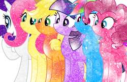 Size: 932x601 | Tagged: safe, artist:digiradiance, derpibooru import, applejack, fluttershy, pinkie pie, rainbow dash, rarity, twilight sparkle, earth pony, pegasus, pony, unicorn, galaxy, simple background, transparent background, vector