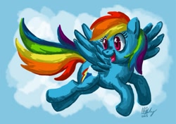 Size: 993x700 | Tagged: safe, artist:projectzuel, rainbow dash, pegasus, pony, female, mare, simple background, solo