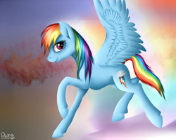 Size: 1600x1280 | Tagged: safe, artist:puggie, rainbow dash, pegasus, pony, detailed background, female, mare, solo