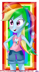 Size: 3000x5455 | Tagged: safe, artist:vixelzf, derpibooru import, rainbow dash, equestria girls, alternate costumes, clothes, solo, tanktop