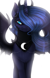 Size: 1279x2000 | Tagged: safe, artist:petergriffinschin, princess luna, alicorn, pony, female, horn jewelry, jewelry, looking at you, mare, simple background, solo, white background