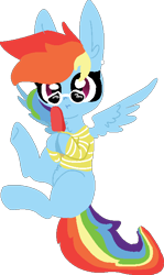 Size: 404x680 | Tagged: safe, artist:nootaz, derpibooru import, rainbow dash, pegasus, pony, commission, food, popsicle, sunglasses