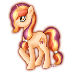 Size: 1200x1200 | Tagged: safe, artist:puggie, oc, oc only, oc:autumn eve, pony, unicorn, autumn, cute, long mane, simple background, solo, transparent background