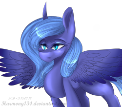 Size: 4000x3500 | Tagged: safe, artist:harmony134, princess luna, alicorn, pony, female, looking at you, mare, signature, simple background, solo, transparent background