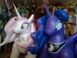 Size: 4032x3024 | Tagged: safe, artist:arniemkii, fleur-de-lis, princess luna, alicorn, horse, pony, unicorn, bootleg, hongyi, inflatable, inflatable toy, inflation, my little pony