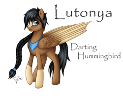 Size: 1639x1269 | Tagged: safe, artist:puggie, oc, oc only, oc:lutonya, pegasus, pony, adoptable, adopts, braid, coat markings, looking at you, neckerchief, simple background, solo, white background