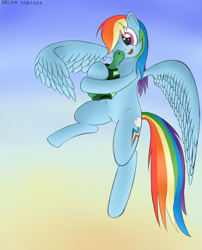 Size: 1700x2100 | Tagged: safe, artist:dreambreaker, rainbow dash, tank, pegasus, pony, cute, flying