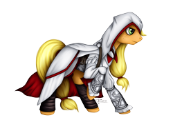 Size: 3508x2480 | Tagged: safe, alternate version, artist:puggie, applejack, earth pony, pony, assassin, assassin's creed, ezio auditore, simple background, solo, transparent background, video game