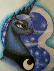 Size: 3120x4160 | Tagged: safe, artist:plavanda87, princess luna, alicorn, pony, female, mare, solo, traditional art