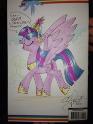 Size: 852x1136 | Tagged: safe, artist:andypriceart, idw, rainbow dash, twilight sparkle, twilight sparkle (alicorn), alicorn, pegasus, pony, barcode, female, mare, traditional art