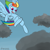 Size: 1000x1000 | Tagged: safe, artist:draneas, rainbow dash, pegasus, pony, action pose, armpits, cloud, cloudy, falling, solo