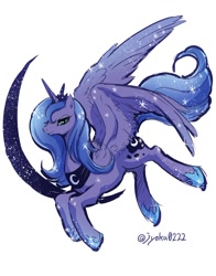 Size: 966x1235 | Tagged: safe, artist:jyoka0222, princess luna, alicorn, pony, crown, female, jewelry, mare, moon, regalia, solo