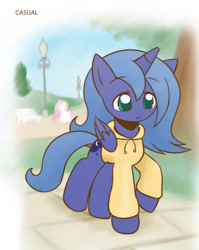 Size: 860x1080 | Tagged: safe, artist:howxu, princess luna, alicorn, pony, clothes, cropped, cute, female, hoodie, lunabetes, mare, solo