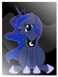 Size: 2400x3200 | Tagged: safe, artist:mintydrop2013, princess luna, alicorn, pony, belly, belly button, big belly, ethereal mane, female, hoof shoes, jewelry, mare, outie belly button, pregluna, pregnant, regalia, sitting, solo, starry mane