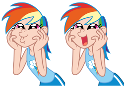 Size: 1856x1292 | Tagged: safe, artist:trinityinyang, rainbow dash, dashface, humanized, simple background, so awesome, transparent background, vector