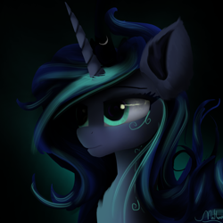 Size: 2000x2000 | Tagged: safe, artist:mahexa, princess luna, alicorn, pony, bust, female, mare, portrait, solo