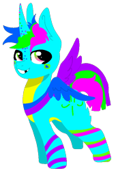 Size: 538x779 | Tagged: safe, artist:nootaz, oc, oc only, oc:cory sprinkles, alicorn, pony, alicorn oc, looking at you, simple background, tooth gap, transparent background