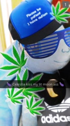 Size: 411x738 | Tagged: safe, princess luna, alicorn, pony, drugs, hat, instagram, marijuana, please be patient i have autism