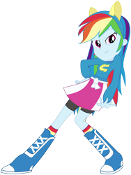 Size: 4509x6000 | Tagged: safe, artist:masem, rainbow dash, equestria girls, absurd resolution, boots, canterlot high, cheerleader, clothes, pony ears, pose, school spirit, simple background, solo, transparent background, vector, wondercolts