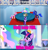 Size: 640x668 | Tagged: safe, edit, edited screencap, screencap, princess cadance, princess celestia, princess luna, twilight sparkle, twilight sparkle (alicorn), alicorn, pony, twilight's kingdom, dragonball z abridged, impact font, implied g1, meta, new phone who dis, team four star, teamfourstar, text