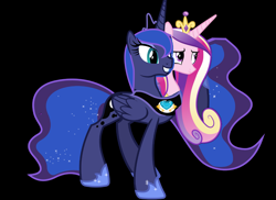 Size: 7417x5407 | Tagged: safe, artist:theunknowenone1, princess cadance, princess luna, alicorn, pony, fusion, multiple heads, two heads, we have become one